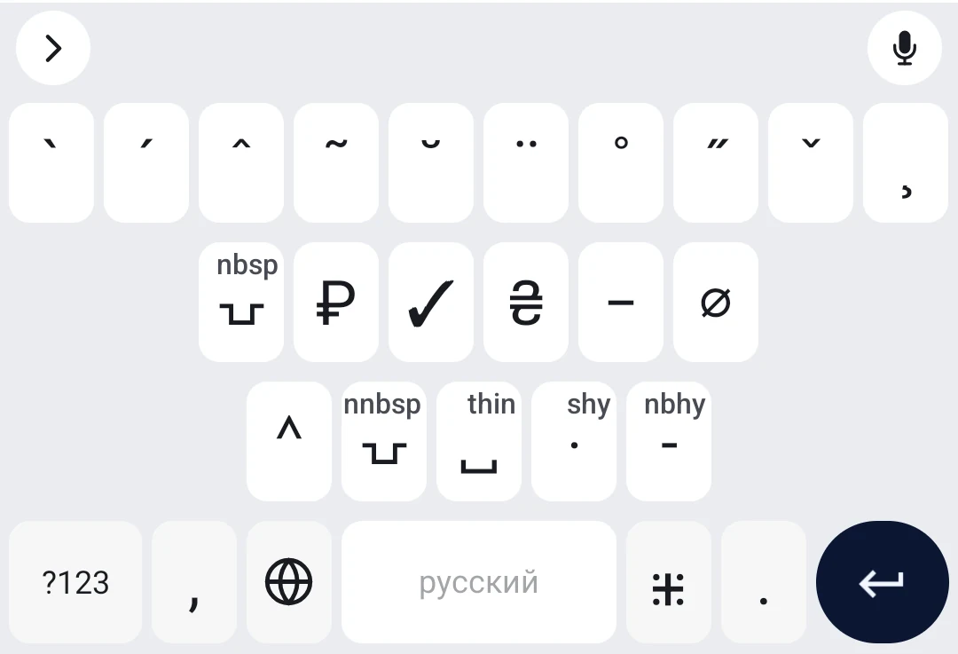 Кириллица (типографская) — Accents and typographic characters